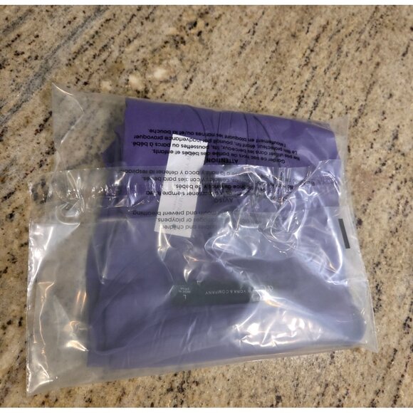 New! NY & Co Size L Purple Flutter Sleeve Tie Neck Keyhole Blouse Cute - Picture 11 of 11